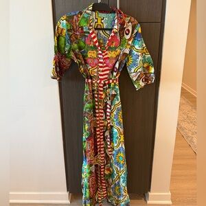 Antica Sartoria Multicolor Patterned linen dress